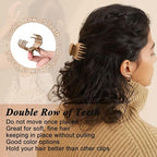 DEEKA 8 Pack Medium Small Hair Clips Set 2"" Rectangle and 1.6"" Double Row Teeth Hair Claw Clips for Thin Short Hair Matte Hair Clips Hair Accessories for Women Girls, Beige, Brown, Khaki, Black