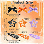 36Pcs Orange Mini Bow Hair Clips Y2K Star Metal Hair Barrettes Christmas Non Slip Water Drop Hair Clips Small Ribbon Hair Bows Cute Snap Bowknot Hair Claw Clips Accessories for Women Girls