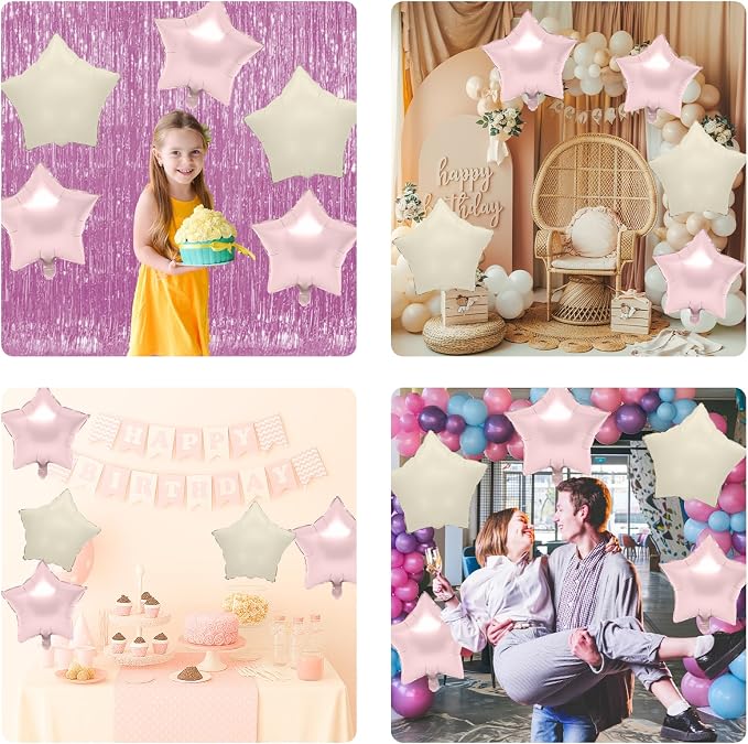 Biapian Baby Pink Star Foil Balloons, 18 Inch Stars Balloons - Image 8