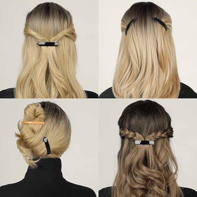 12pcs Hair Barrettes Set for Women and Girls, Hair Clips for Thick Thin Fine Hair, Non-metal Hair Accessories, Non-Slip Grip Handmade Snap Hairpin, BPA Free (LY2)