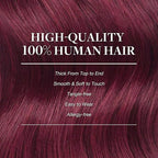 GOO GOO Clip in Hair Extensions Real Human Hair, Remy Human Hair Extensions Clip ins for Women, Natural Human Hair, 16inch 120g 7Pcs, 530 Burgundy