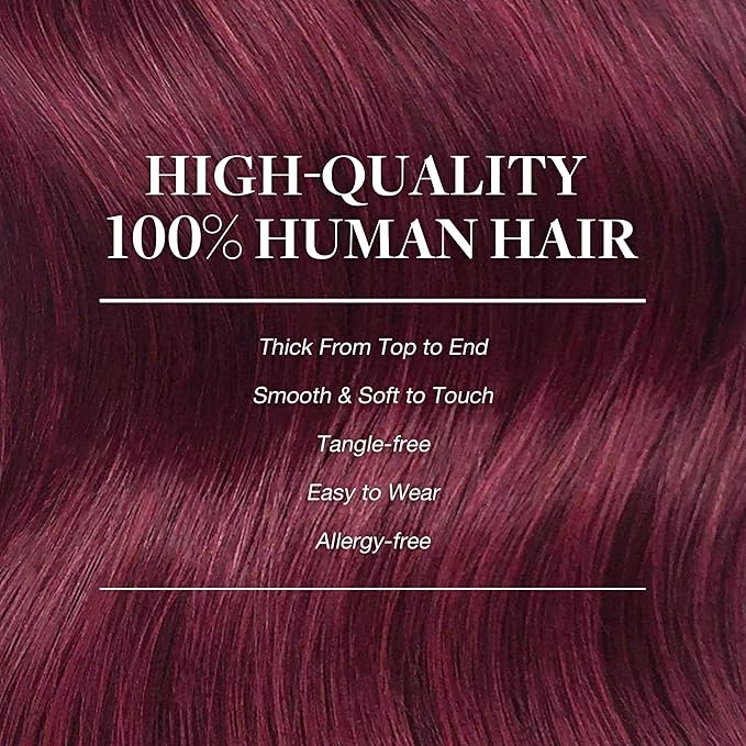 GOO GOO Clip in Hair Extensions Real Human Hair, Remy Human Hair Extensions Clip ins for Women, Natural Human Hair, 14inch 120g 7Pcs, 530 Burgundy