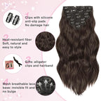 Clip in Hair Extensions for Women, 20 Inch Dark Brown Hair Extensions Clip Ins Wavy Curly, 8PCS Synthetic Airy and breathable Hairpieces for Women