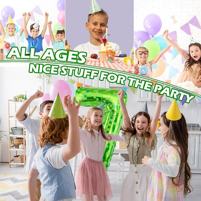 40 Inch Giant Green Pixel Miner Theme Number Balloons 40 Inch Foil Party - Image 5