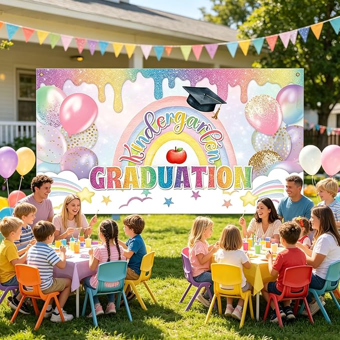 Colorful Kindergarten Graduation Class of 2026 Banner Backdrop Photography - Image 6