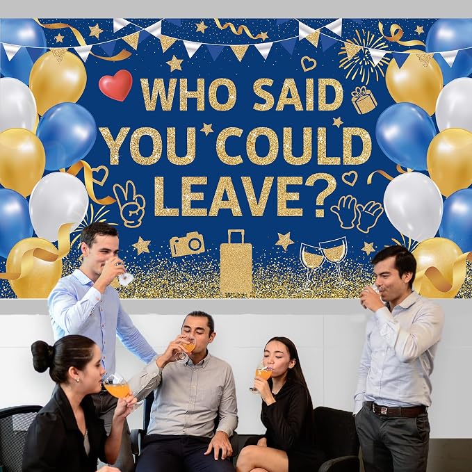 Blue Gold Who Said You Could Leave Backdrop Banner Photography Background - Image 5