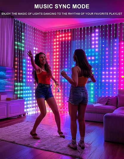 Dazzle Bright Smart Curtain Lights, 400LED 6.6FT x 6.6FT Color Changing - Image 5