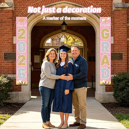 Graduation Decorations 2026, Class of 2026 Banner Congrats Grad | Pink Porch - Image 6