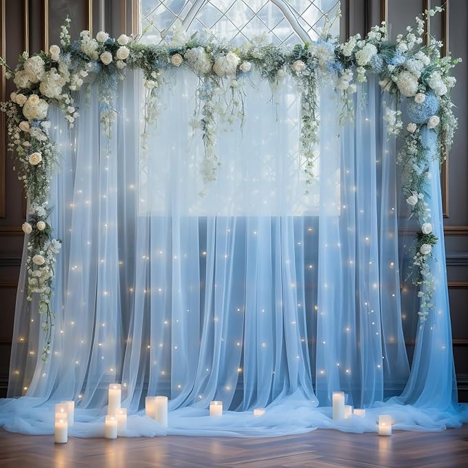 20x10ft Baby Blue Tulle Backdrop Curtain - Image 2