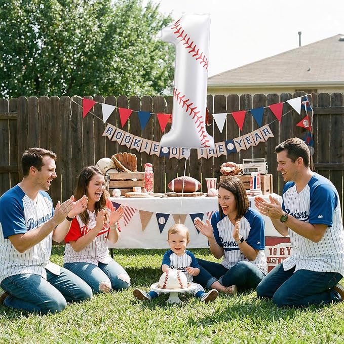Jenaai Baseball Number 1 Balloons 40 Inch Baseball Theme Birthday Party - Image 6