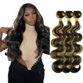 28 30 32 Inch P1b/27 Human Hair Bundles Highlight Body Wave Bundles Niegmeag Brazilian Virgin Remy Hair Extensions 2 Tone Black and Honey Blonde Bundle