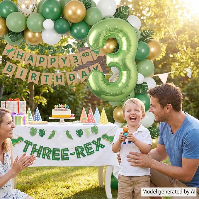 Light Green Number 3 Balloon 40 Inch, Glossy Metallic Foil Party Supplies | - Image 6