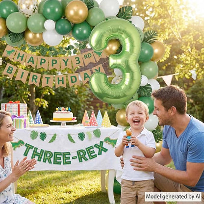 Light Green Number 3 Balloon 40 Inch, Glossy Metallic Foil Party Supplies | - Image 6