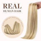 GOO GOO Clip in Hair Extensions Real Human Hair, Remy Human Hair Extensions Clip ins for Women, Natural Human Hair, 12inch 85g 7Pcs, #18A/613A Dark Blonde Highlighted Bleach Blonde