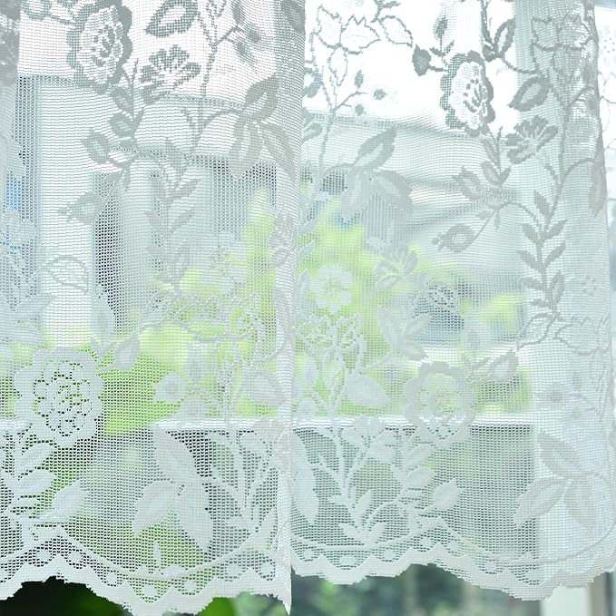 FINECITY Ivory Floral Lace Valance Curtain - Image 6