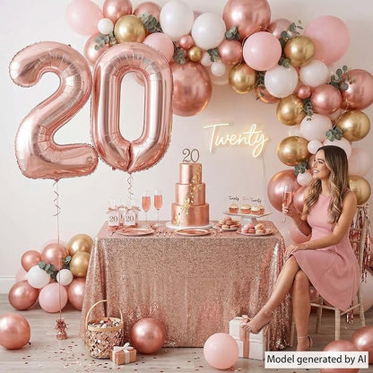 Rose Gold Number 20 Balloon 40 Inch, Glossy Foil Pair - Image 2