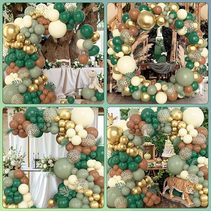 Amandir 153pcs Green Brown Balloon Garland Arch Kit Different Sizes | 18 12 10 - Image 5