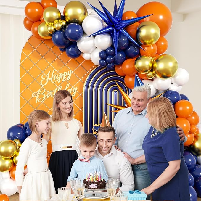 132pcs Blue and Orange Balloon Arch - Image 5