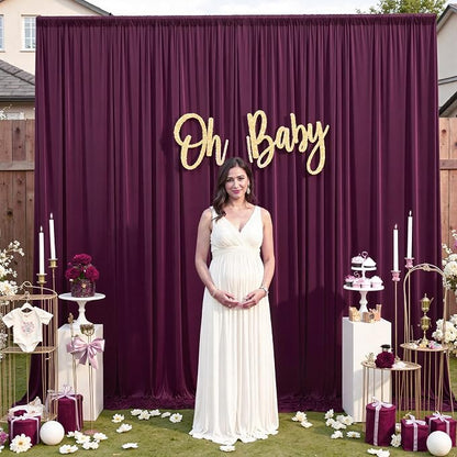10ft×12ft Burgundy Backdrop Curtains - Image 9