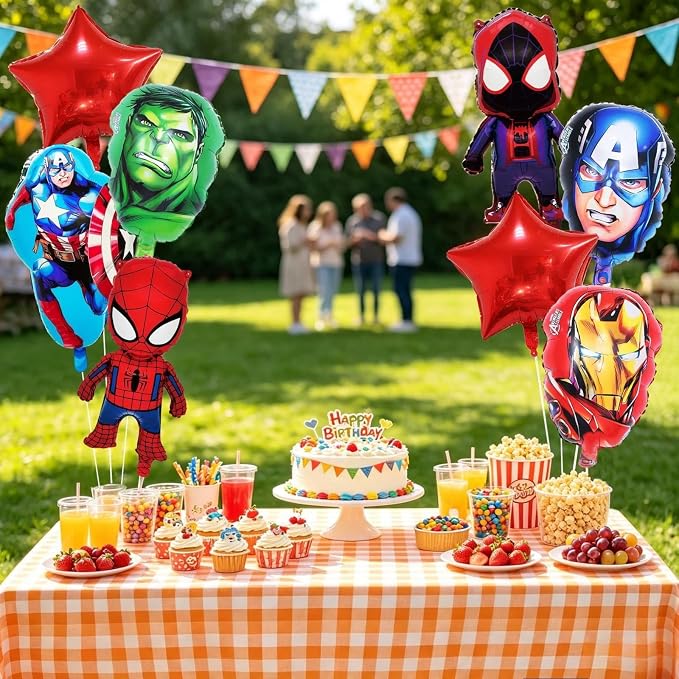 8Pcs Super Theme Hero Foil Balloons, Cute Birthday Party Supplies & Theme Party - Image 2
