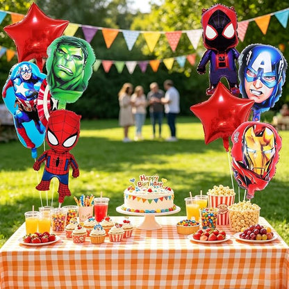 8Pcs Super Theme Hero Foil Balloons, Cute Birthday Party Supplies & Theme Party - Image 2
