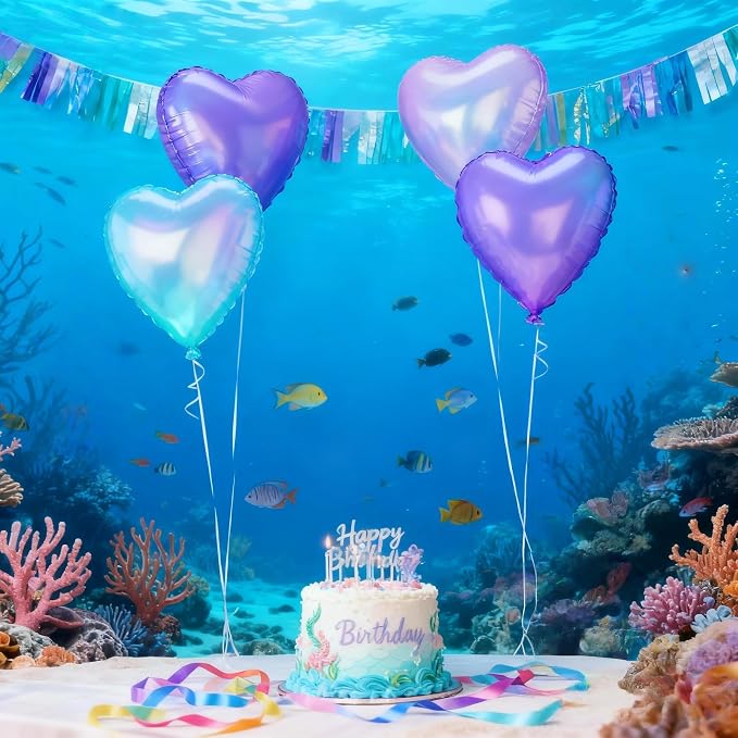 Iridescent Heart Balloons, Gradient Iridescent Pink Purple Green Balloon - Image 4