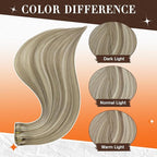 Full Shine Clip in Hair Extensions Real Human Hair 20 Inch Ash Blonde hair extensions Ash Brown With Blonde Remy Hair Extensions Highlights Human Hair Straight Long Remy Hair 3Pcs 60G