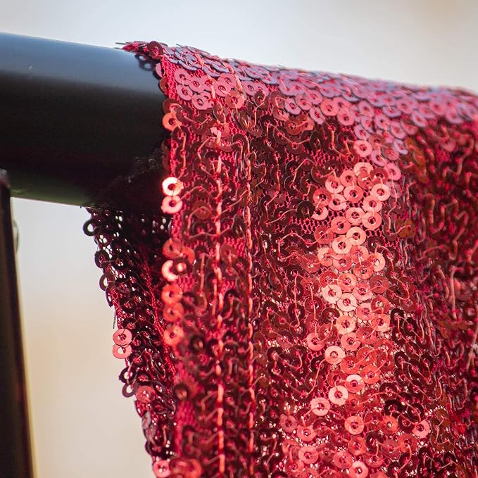 JYFLZQ Burgundy Sequin Backdrop Curtains 2ft x 8ft 2 Panel Glitter Photo Booth - Image 7