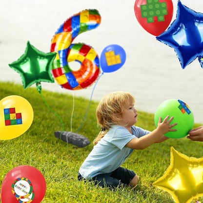 40 Inch Building Block Number Balloon, Colorful Number Block Foil Balloons - Image 7