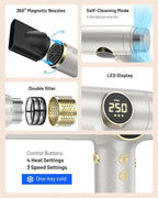 Dual Voltage Travel Hair Dryer with Diffuser - 2000W High-Speed Ionic Diffuser Hair Dryers Gift for Women, Fast Drying, Low Noise, Lightweight, No Heat Damage, European Travel 110V-120V/220V-240V