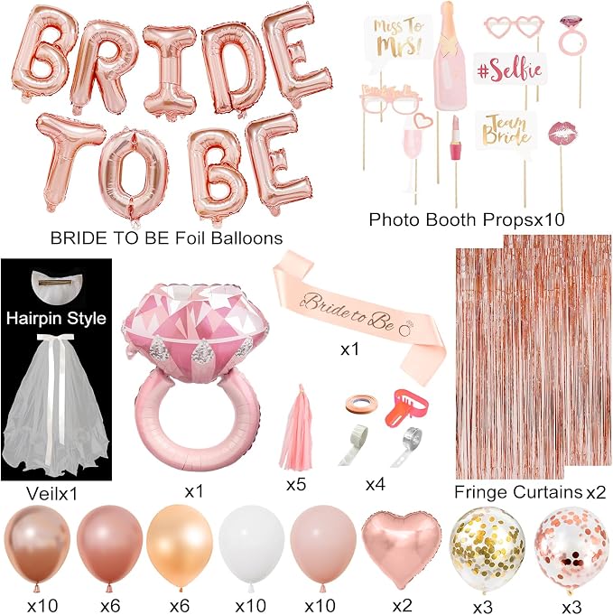 Amandir Bachelorette Party Decorations Supplies, Rose Gold Bridal Shower - Image 3