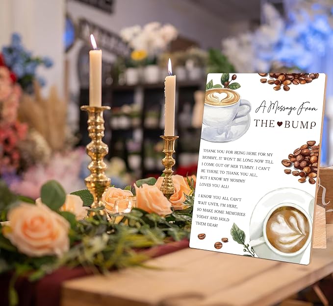 Coffee Beans A Message From the Bump Baby Shower Signs, Wooden Gender Reveal - Image 3
