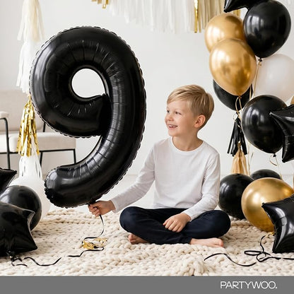 PartyWoo Number Balloons 40 Inch Black Number 9 Kit 25pcs - Image 3