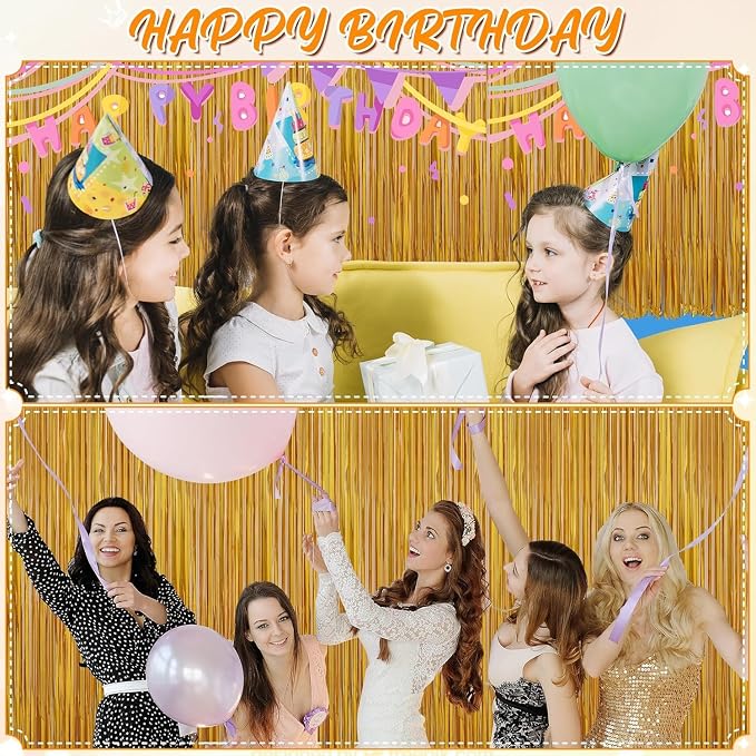 Crosize 8 Pack Gold Party Streamers Backdrop, 3.3 x 9.9 ft | Tinsel Foil Fringe - Image 4