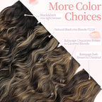 KooKaStyle Clip in Synthetic Hair Extensions Long Wavy 4PCS Black&Dark mix light brown Fiber Double Weft Natural Hair Extensions 20 Inch for Women