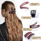 8 Pcs Large Lay Flat Claw Clips for Women French Side Slide Barrettes for Thin Fine Hair Rectangle Alligator Hair Accessories,Matte Black Red