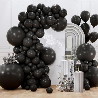 PartyWoo Black Balloons 127pcs Matte Black Latex Balloons Different Sizes | 36 by PartyWoo