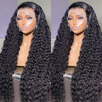 HD Transparent Deep Wave Lace Front Wigs Human Hair 200% Density 13x4 Deep Wave Lace Frontal Wigs for Women 26 Inch Deep Curly Lace Front Wig Glueless Deep Wave Wigs