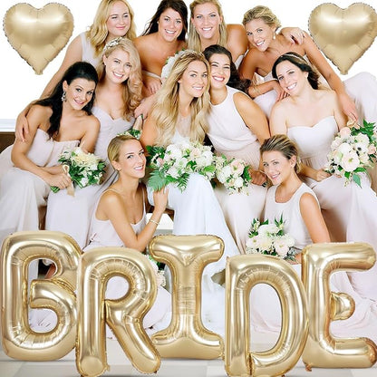 40inch Champagne Gold BRIDE Letter Balloons, Giant Light Gold Bride Foil Helium - Image 6
