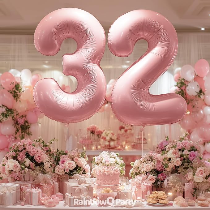 RainbowQ Pink 32 Balloon Number 40 Inch 0-40 Foil Large Balloons | Big Mylar 32 - Image 2