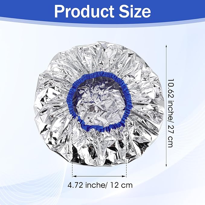 4PCS Aluminum Foil Heat Cap for Deep Conditioning, Waterproof Dustproof Thickened Shower Caps Reusable Heat Cap Processing Caps for Home and Salon Use, Hair Dyeing and Hot Oil Treatment Tools