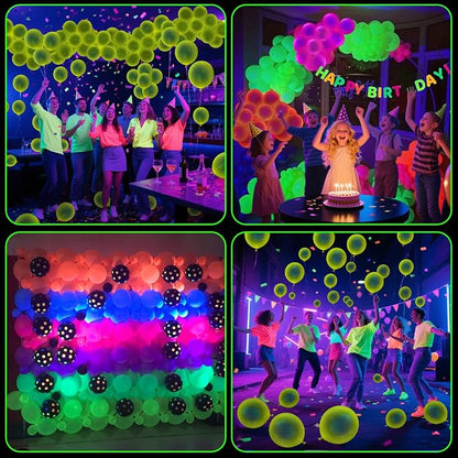 100 Pcs UV Neon Yellow Balloons 12 inch Neon Party Supplies, Glow in the Dark - Image 5