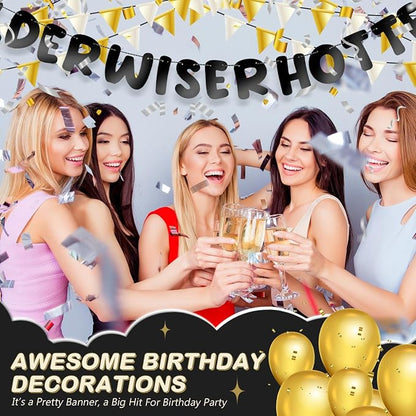 Fulmoon Set of 3 Pre Strung Older Wiser Hotter Glitter Banner Funny Birthday - Image 7