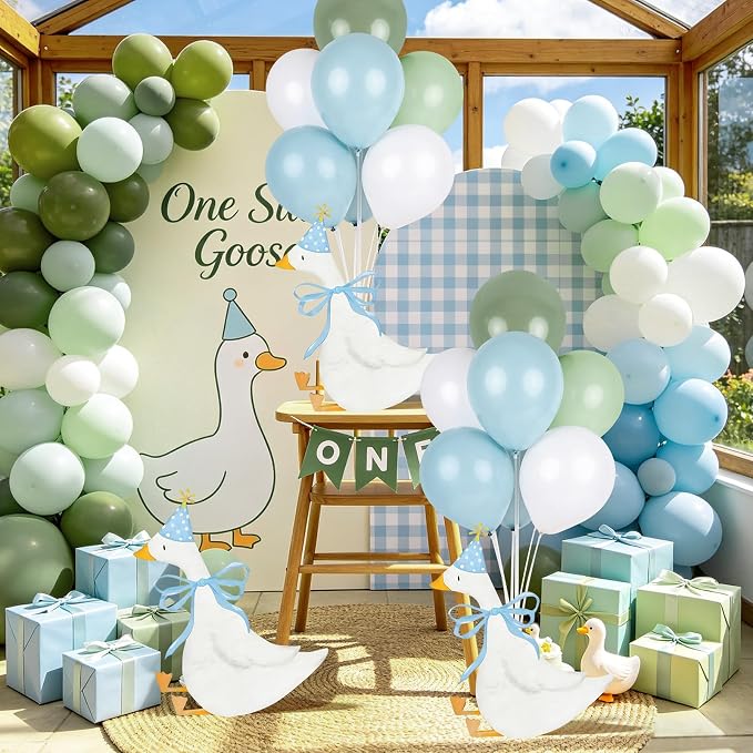 12 Sets One Silly Goose 1st Birthday Decoration Goose Balloon Stand Kit Baby - Image 6