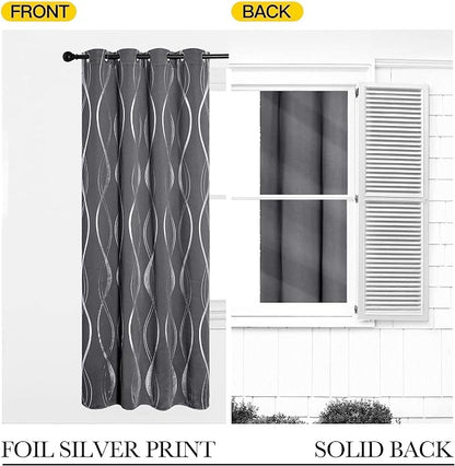 NICETOWN Grey Blackout Striped Pattern Curtains - Image 6