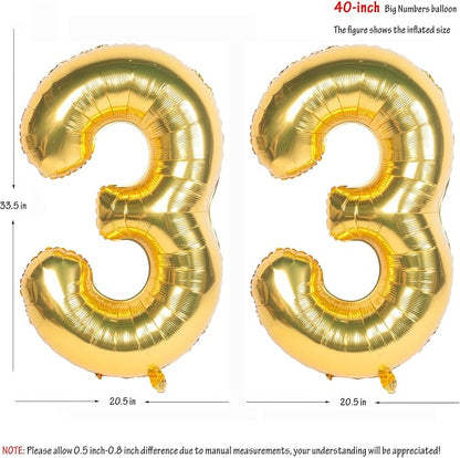 40 Inch gold Number Balloons Helium Foil Mylar Balloon 33 | Birthday Party - Image 2