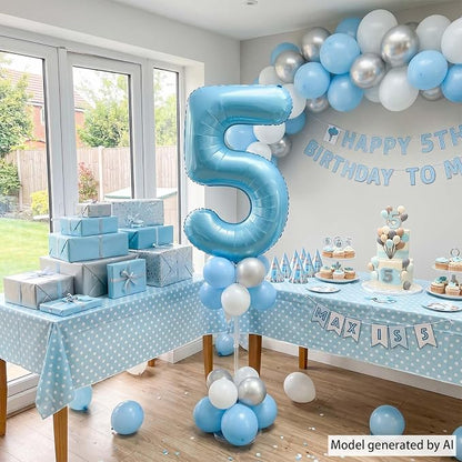 Pearlescent Blue Number 5 Balloon 40 Inch, Shiny Foil - Image 6