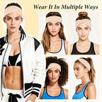Sweat Bands Headbands for Women's Hair - 6 Pack Workout Wide Headband for Women Non Slip, Stretchy Athletic Head Band, Elastic Soft Fabric Hairbands, Sweatbands for Yoga Running Gym Sports Exercise