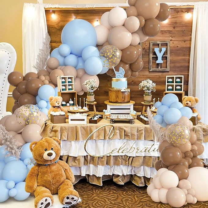 Ouddy Party 142Pcs Brown Coffee Blue Balloons Garland Kit 18 12 10 5 Inch | - Image 6