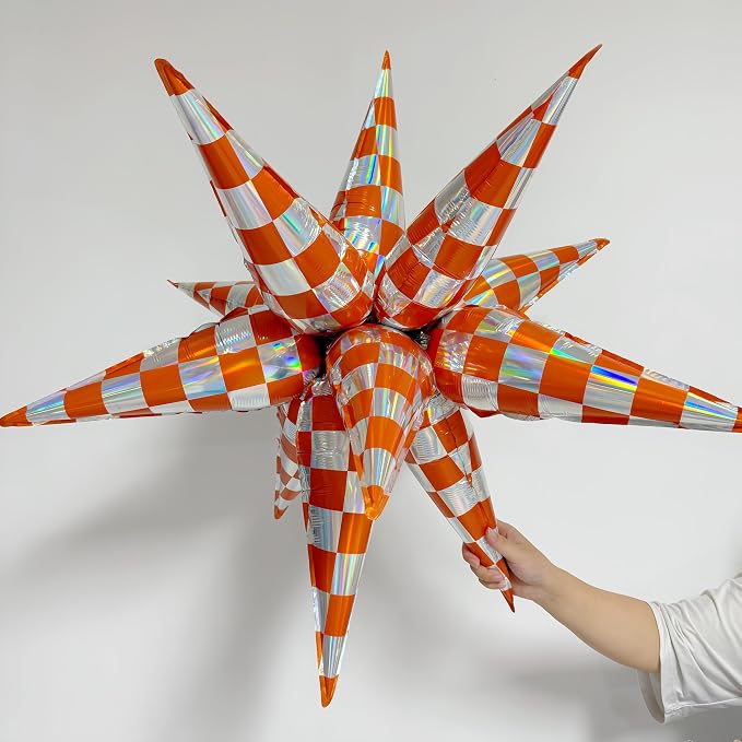 2 * 12Pcs Orange Silver Holographic Explosion Pointed Star Foil - Image 3